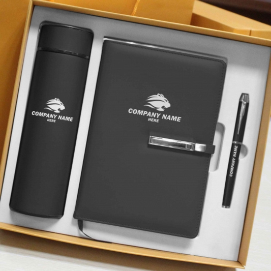 Premium Personalized Gift Set - Custom Engraved Notebook, Vacuum Tumbler, and Metal Pen